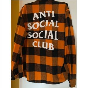 UNISEX ANTI SOCIAL SOCIAL CLUB FLANNEL LING SLEEVE SHIRT ORANGE